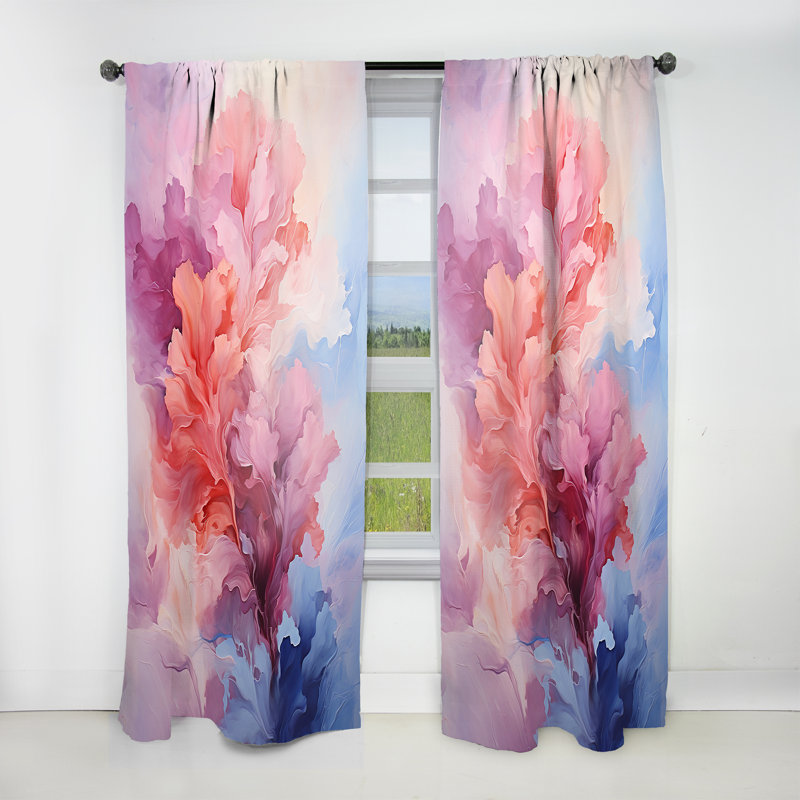 Akshay Pastel Dreamscapes - Rideau en velours moderne - obscurcissant - 1 panneau, L 52 po x L 120 po