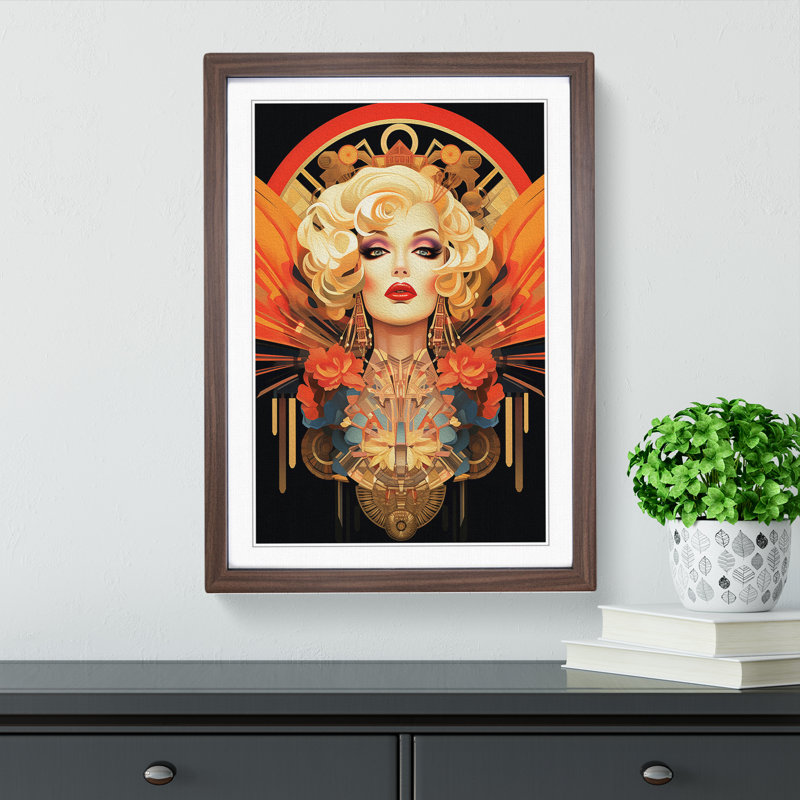 Drag Queen Art Deco - Single Picture Frame Print on Wood, Walnut Framed, 46cm H x 34cm W