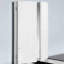 Meuble-lavabo de style contemporain avec miroir à trois volets, ampoules 14 pièces, plateau en verre noir, tiroirs doublés de feutre et tabouret rembourré en tissu pour la décoration de la chambre à coucher