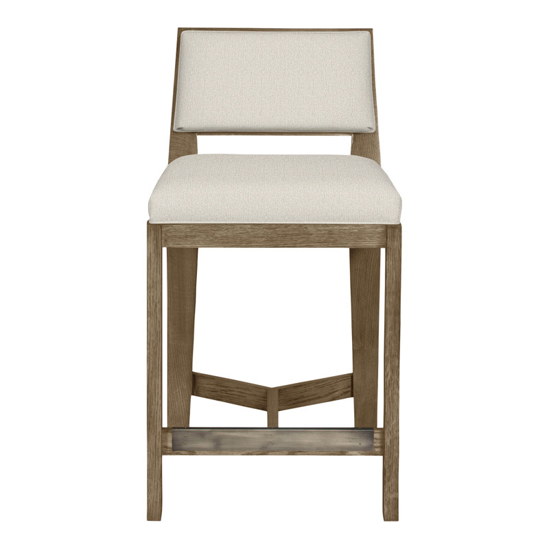 Thom Filicia Solid Wood 32.5" Bar Stool, Nomad Snow Crypton® Chenille, Hampton