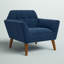 Fauteuil rembourré avec dossier touffeté de 37 po de largeur Merrylite, bleu-836379077
