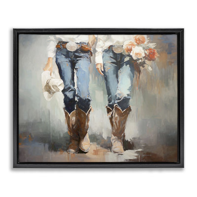 "Floral Cowgirl pair", art mural encadré par Ramona Murdock