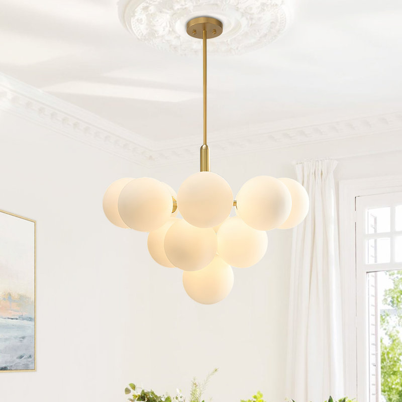 Delacroy 13 - Light Dimmable Chandelier, Frosted, Brass