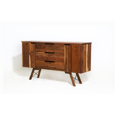 Buffet en bois de bouleau massif à 3 tiroirs 63,39 po Pirwi