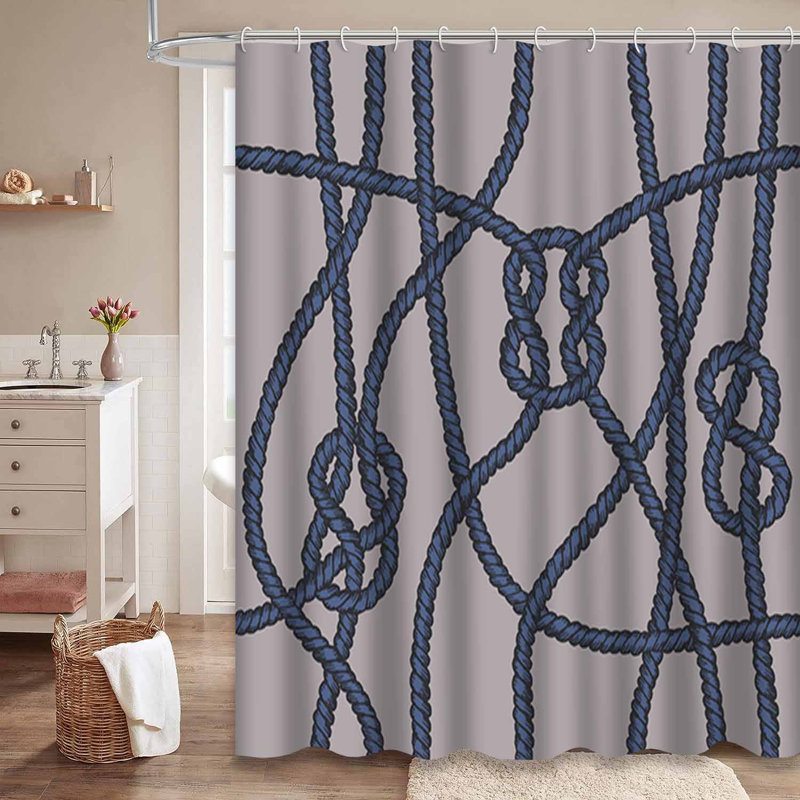 Rideau de douche à 12 crochets Marine, L 72 po x l 84 po