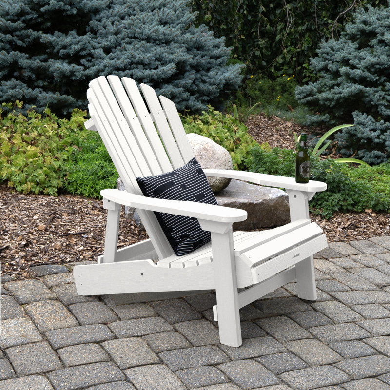Anette Outdoor Adirondack Chair With Ottoman, White