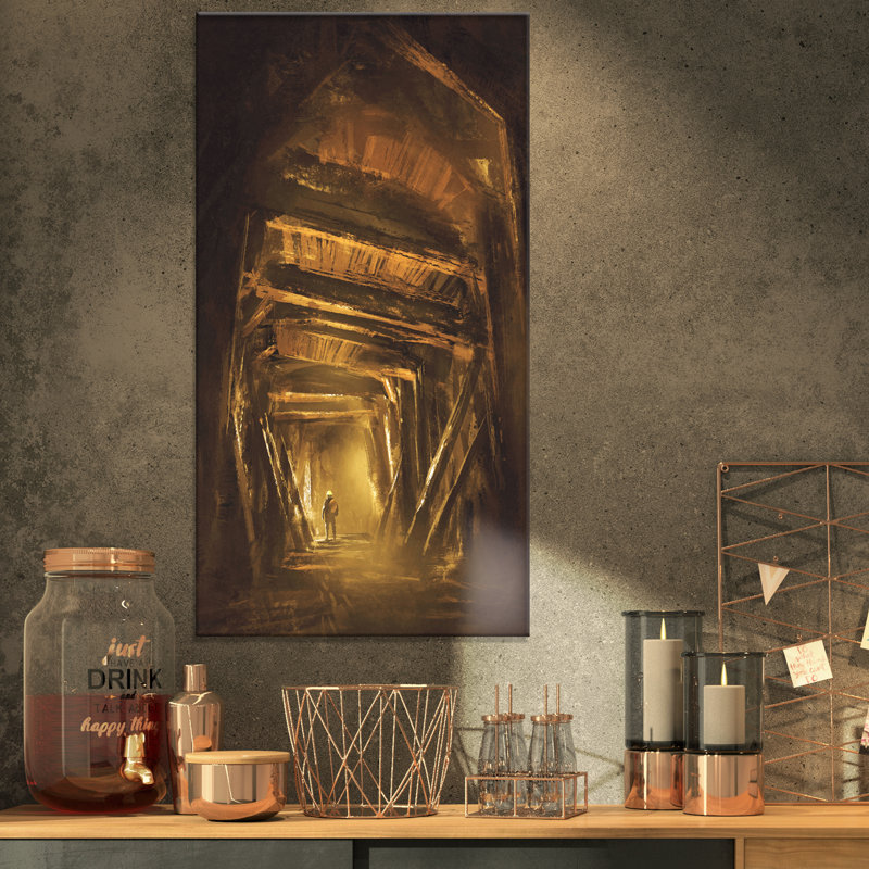 Intérieur de la mine - reproduction sur toile tendue, H 32 po x l 16 po x P 1 po