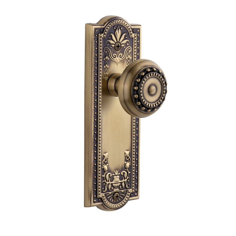 Grandeur Parthenon Plate Passage with Parthenon Door Knob, Vintage Brass, 2 3/8"