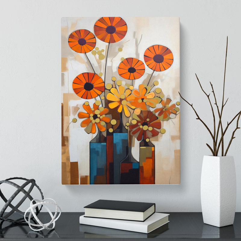 Siaosi Flowers Mid Century Style Vol.4 - Wrapped Canvas Print, 76cm H x 50cm W x 3cm D