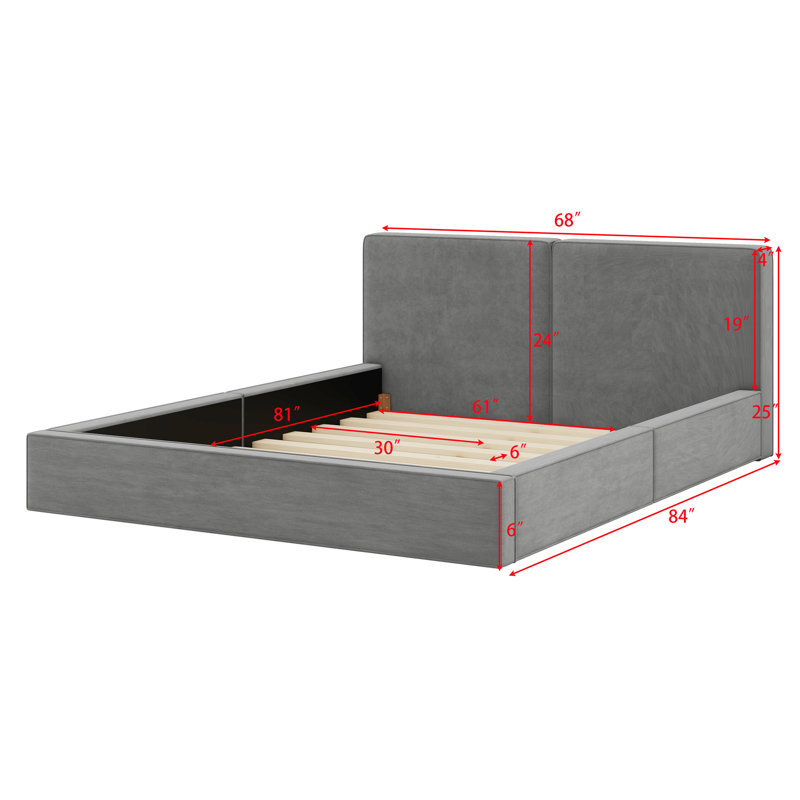Upholstered Platform Bed With Solid Frame