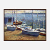 John Beard Collection''s Boats Of Borge On Giclee Canvas Hand Embellished Art