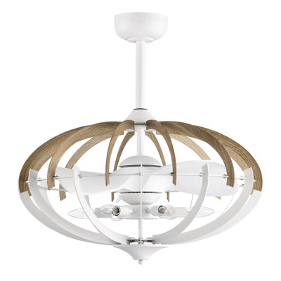 Shana 27 Inch Imitation Wood Grain Design Ceiling Fan with Remote