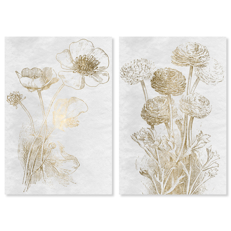 Ensemble de 2 impressions sur toile florales, H 24 po x l 36 po