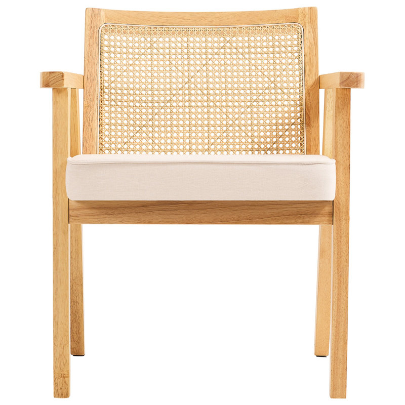 Chaise d'appoint rembourrée avec dossier en rotin