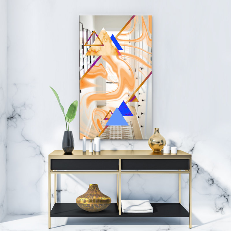 Miroir d'appoint triangulaire, H 24 po x l 32 po, Multicolore