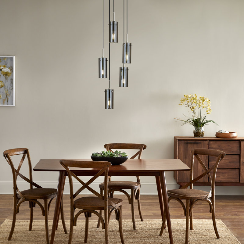 Angelina 5 - Light Cluster Pendant, Brushed Nickel, Smoked
