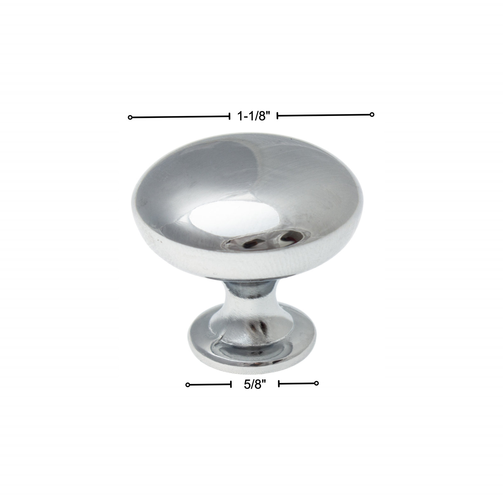 Classic Metal Mushroom Cabinet Knob, Polished Chrome