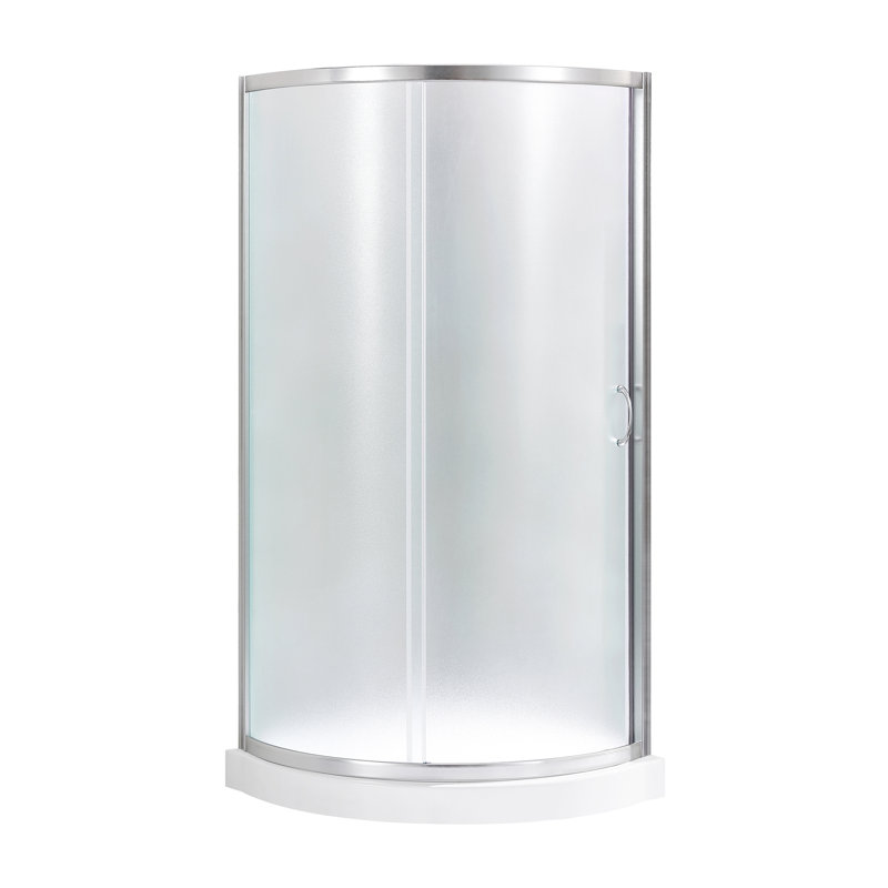 OVE Decors Breeze 35 in. Round Shower Kit w/ Frosted, Base, Nickel