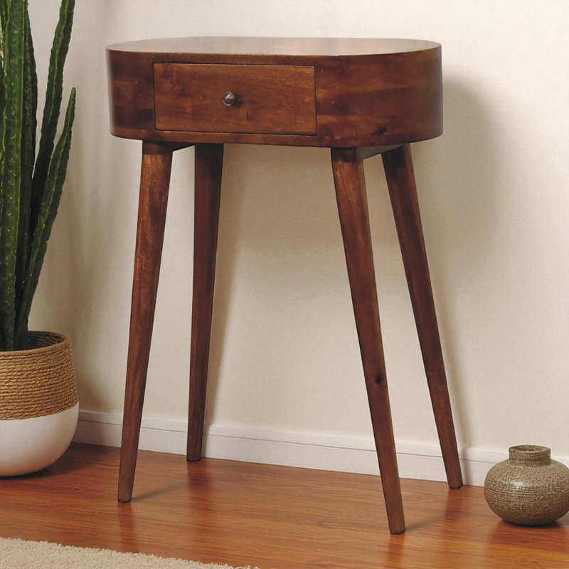 Evonnia 60cm W Solid Wood Bedside Table, Brown