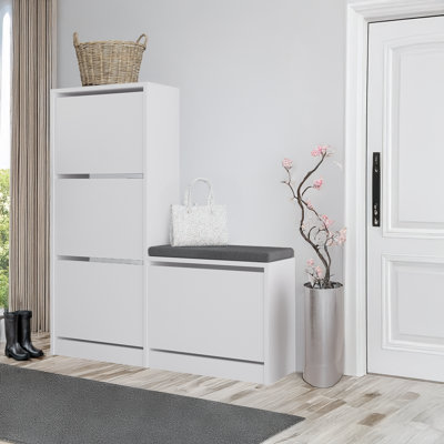 4 Cabinets Shoe Cabinet With Bench