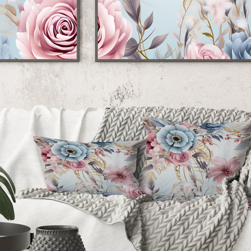 Motif floral rose et bleu Dreamcatchers Boho I