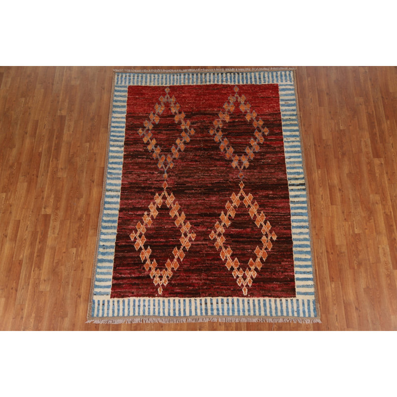 Tapis géométrique en laine marocain fait à la main 6 x 8