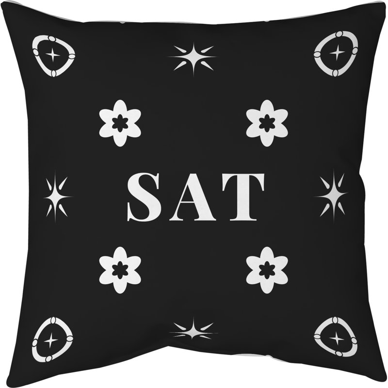 Coussin en coton San Antonio, H 26 po x l 26 po, San Antonio blanc / noir / blanc