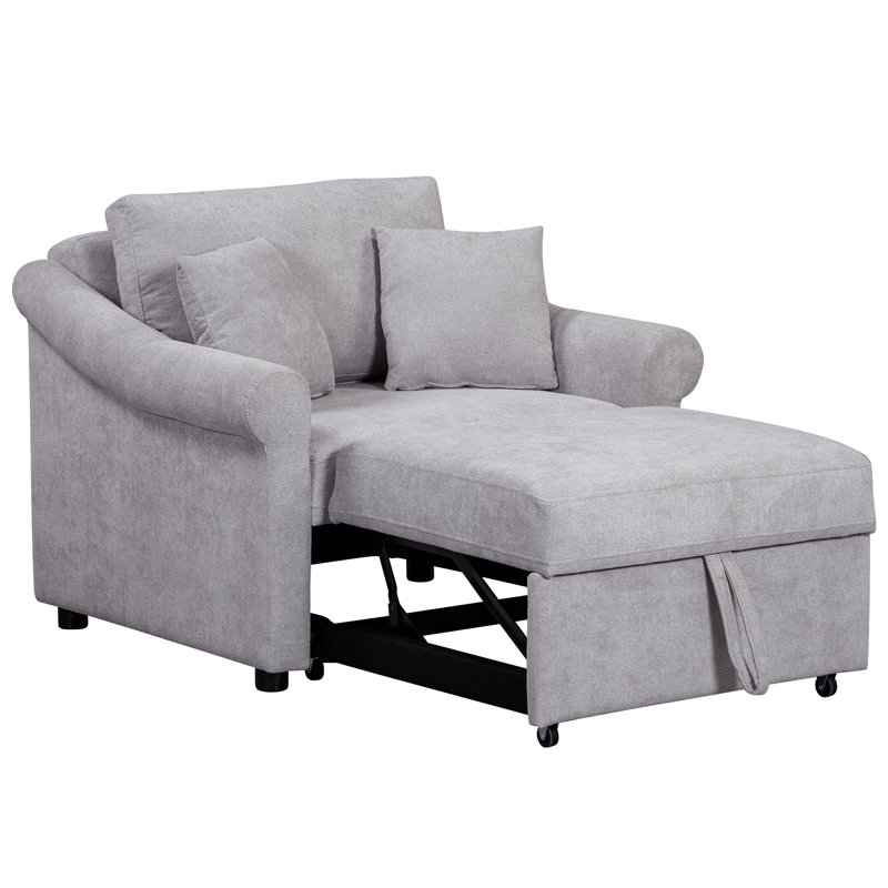 Fauteuil convertible en chenille Eloria, Gris