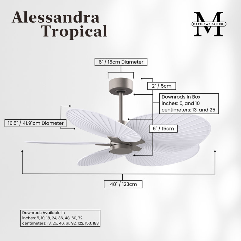 Alessandra - Five Blade Ceiling Fan, Brushed Nickel, Matte White