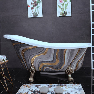 Baignoire de trempage autoportante en acrylique sur pieds Vintage