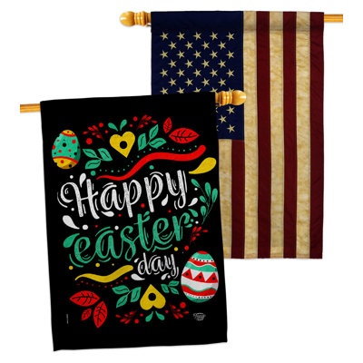 Double Sided 40'' H x 28'' W Polyester Easter House Flag