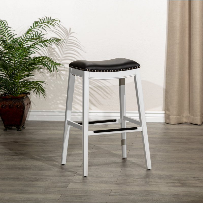 Tabouret Elowen, Blanc/Noir, Tabouret de bar (siège d'une hauteur de 30 po)