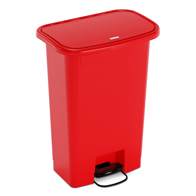 Poubelle à pédale en plastique, Rouge, H 32 po x l 23 po x P 16 po, 24