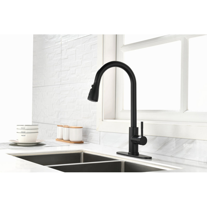 Robinet de cuisine avec douchette extractible, Noir mat