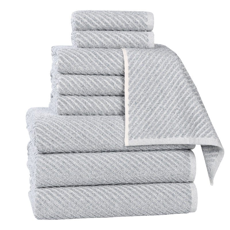  Ensemble de serviettes en coton mélangé super doux et absorbant Amelia Collection (ensemble de 9), Bleu denim