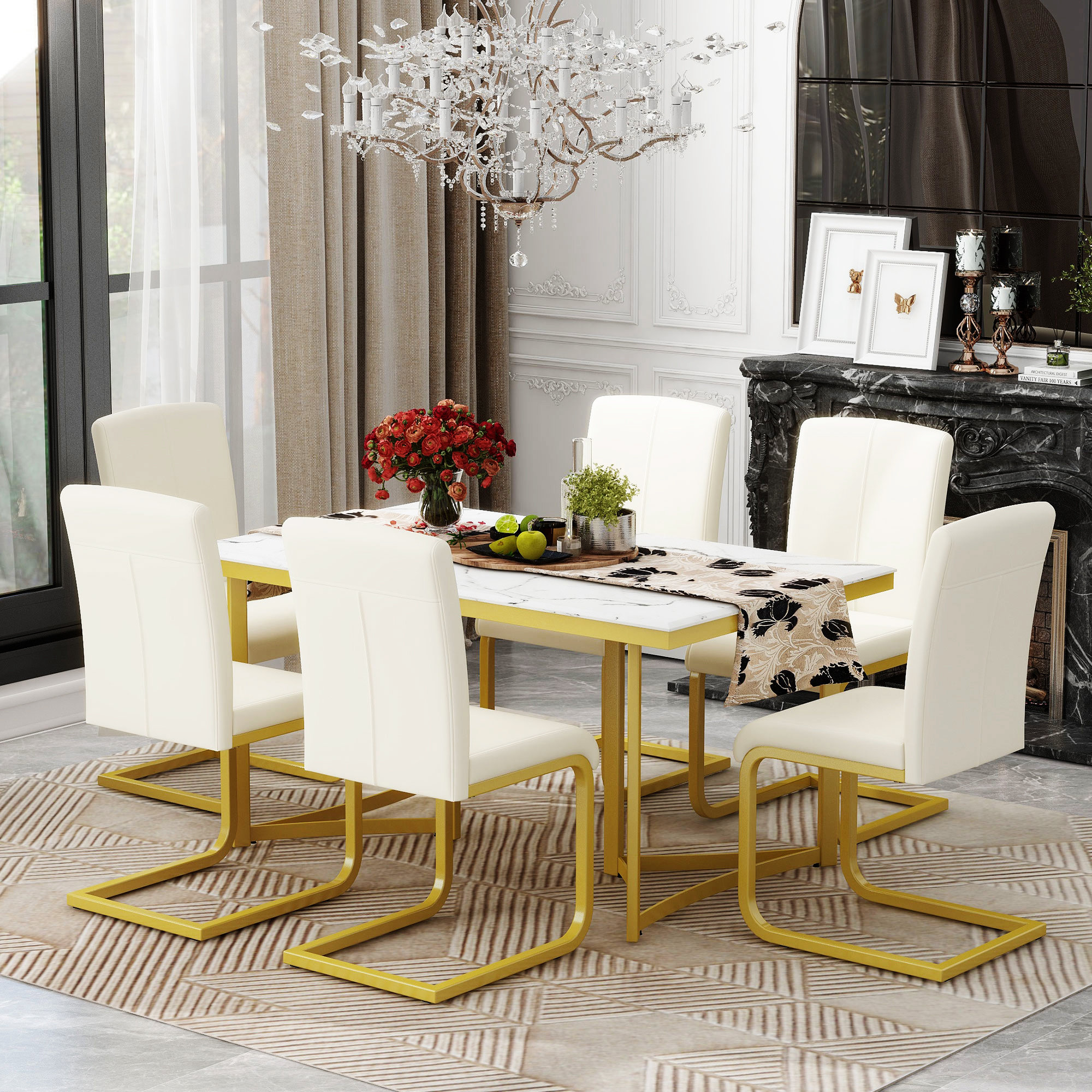 Everly Quinn Kyana Rectangular 35.8'' L x 59.8'' W Dining Set - Wayfair ...