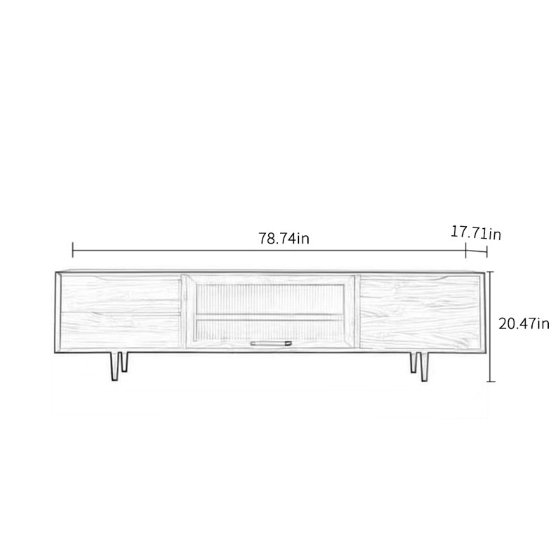 Meuble télé rétro haut de gamme, Noyer, H 20,47 po x L 78,74 po x l 17,71 po
