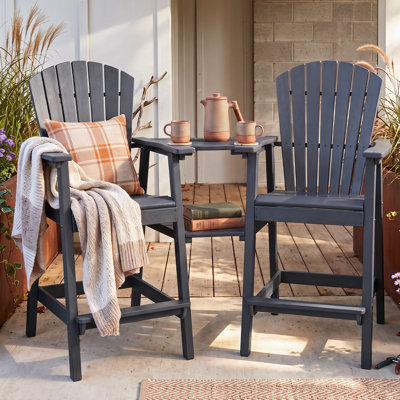 HDPE Tall Adirondack Chair Set with Removable Double Trays (Set of 2)