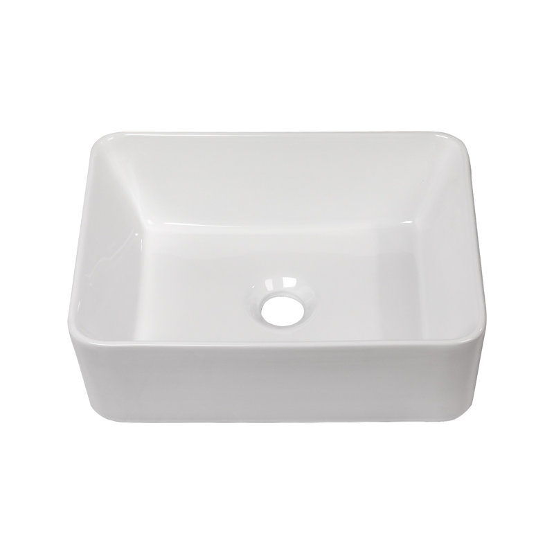16"x12" White Ceramic Rectangular Bathroom Sink