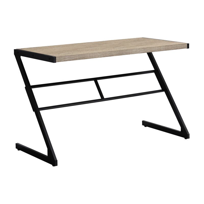 Table de bureau pour petits espaces, 122 cm (48 po), plateau en stratifié brun, structure en métal noir, bureau contemporain, stratifié taupe, métal, espace de travail pratique