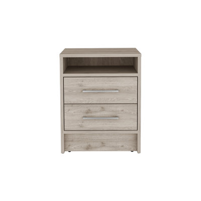 Nightstand Cartiz, Two Drawers, Light Gray Finish