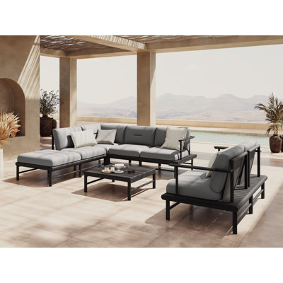 230cm Wide Ash Patio Sectional with Cushions
