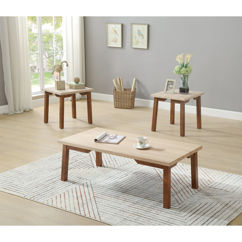 Ensemble de 3 tables basses et 2 tables de bout rectangulaires