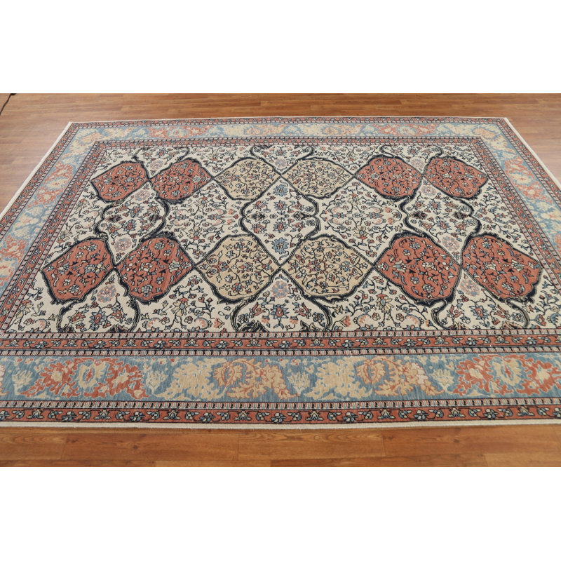 Tapis turc géométrique Bakhtiari noué à la main 7 x 10