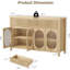 Grande armoire-buffet de 55 po avec rangement et 2 tiroirs cannelés, armoire de table basse avec 4 portes en verre pour la salle à manger, le salon et la cuisine (naturel)