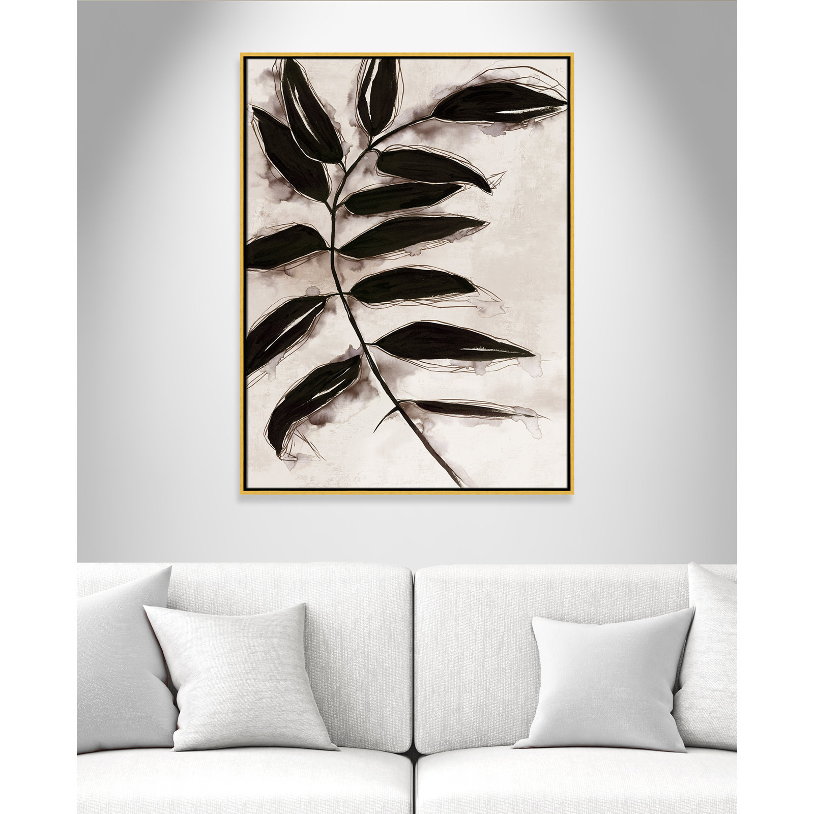 Leaves II by Eva Watts, 41.5" H x 31.5" W x 2" D, Gold Framed
