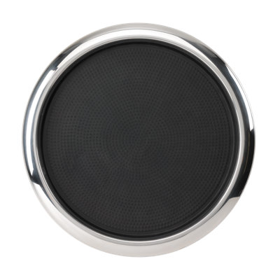 Grand plateau de service rond antidérapant amovible de 16 po en acier inoxydable poli