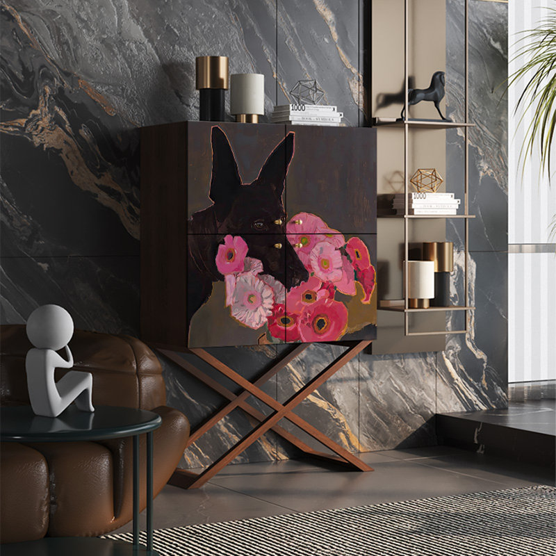 Spacious Storage Cabinet with Pine Top, Brown