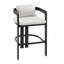 Tabouret de bar d'extérieur en aluminium Pula, chaise de bar, structure noire avec coussin gris, ensemble de 4-234554697