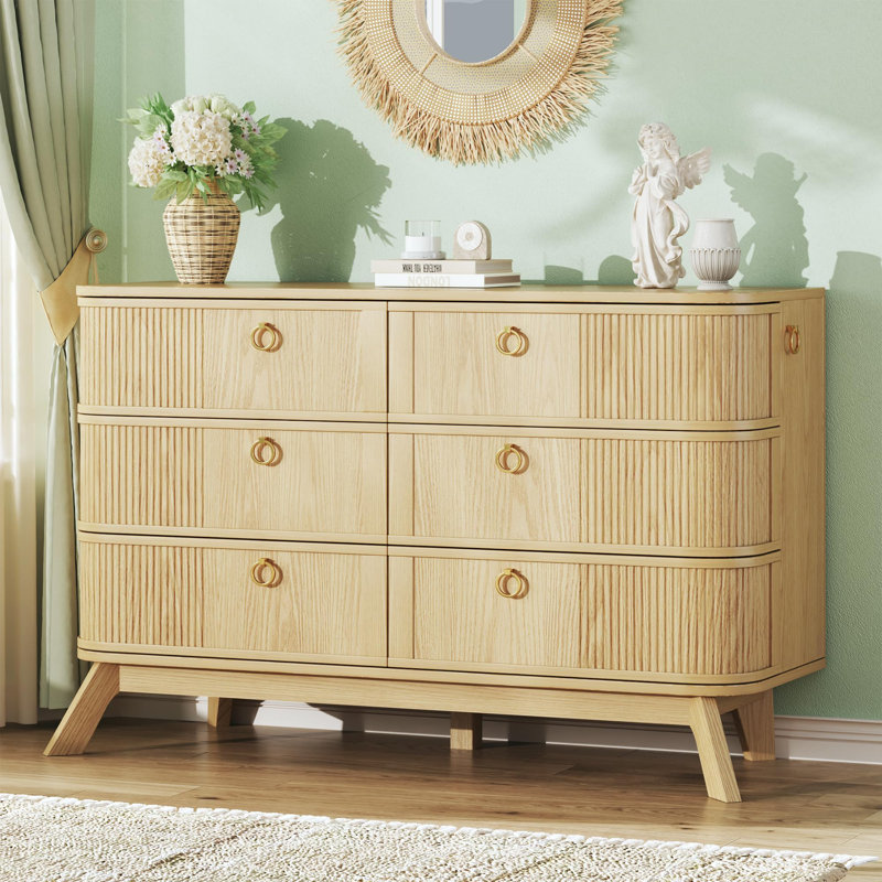 Commode 6 tiroirs en rotin pour chambre à coucher